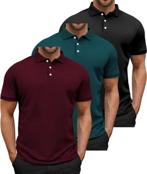 GEEK LIGHTING 3 Pack Mens Polo Shirts Short Sleeve Shirt for Men Casual Athletic T-Shirts