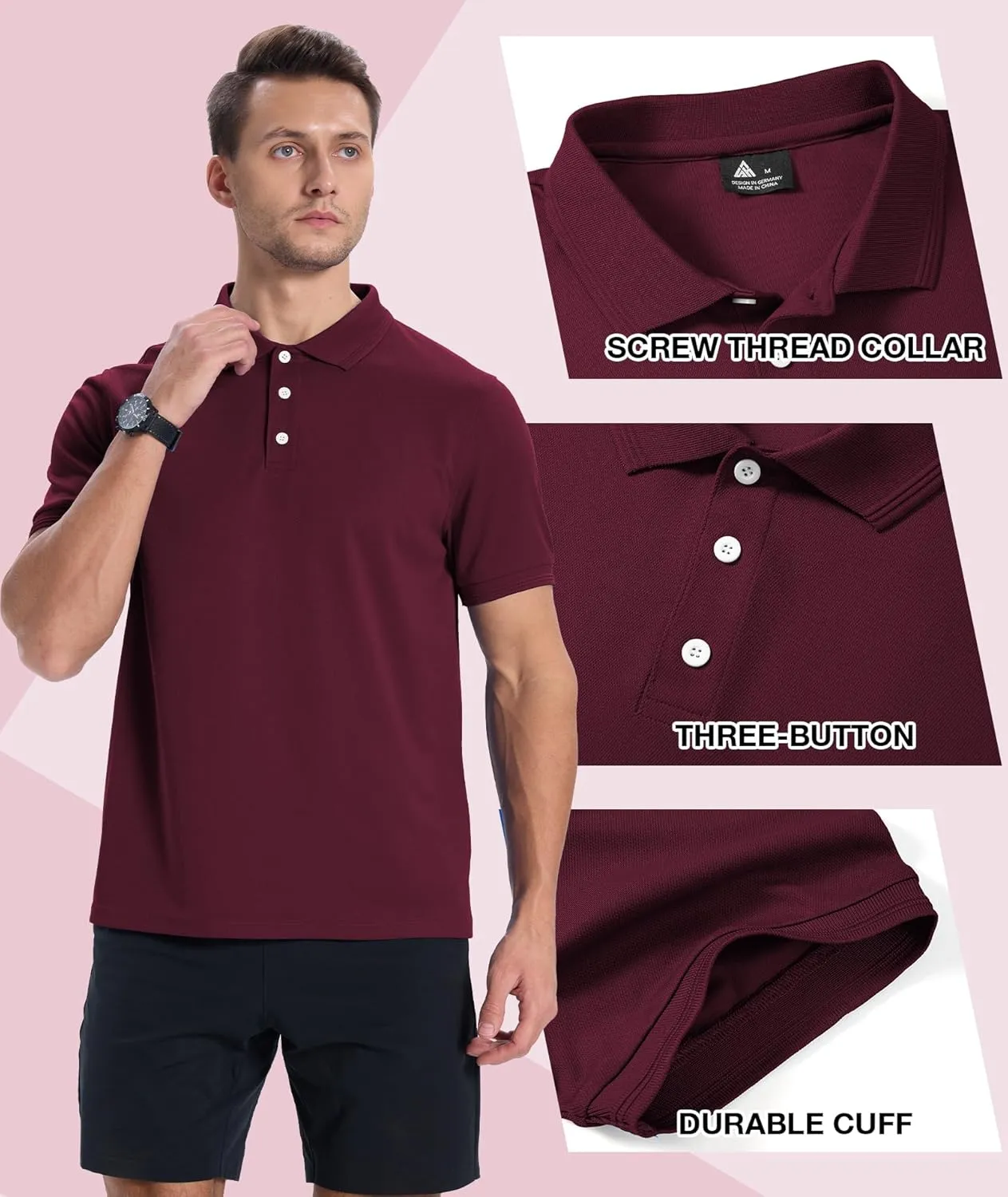 GEEK LIGHTING 3 Pack Mens Polo Shirts Short Sleeve Shirt for Men Casual Athletic T-Shirts