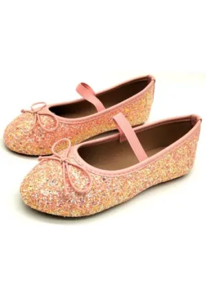 Girl's Mary Jane Glitter Elastic Strap Flat Shoes