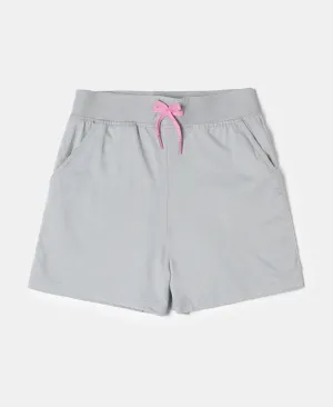 Girl's Super Combed Cotton Solid Shorts with Side Taping - Quarry
