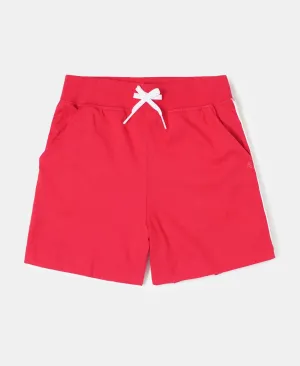 Girl's Super Combed Cotton Solid Shorts with Side Taping - Team Red