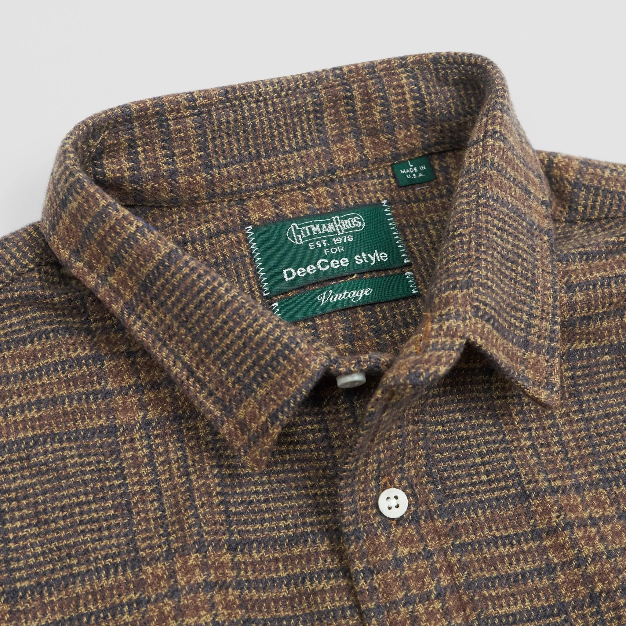Gitman Vintage for DeeCee style Plaid Flannel Shirt Dark Brown