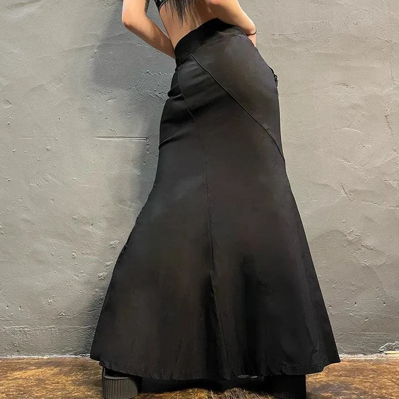 Gothic Dragon Printed Midi Skirt