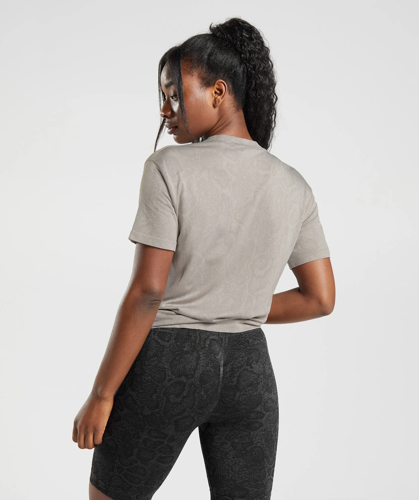 Gymshark Adapt Animal Seamless T-Shirt - Mushroom Brown/Urban Grey