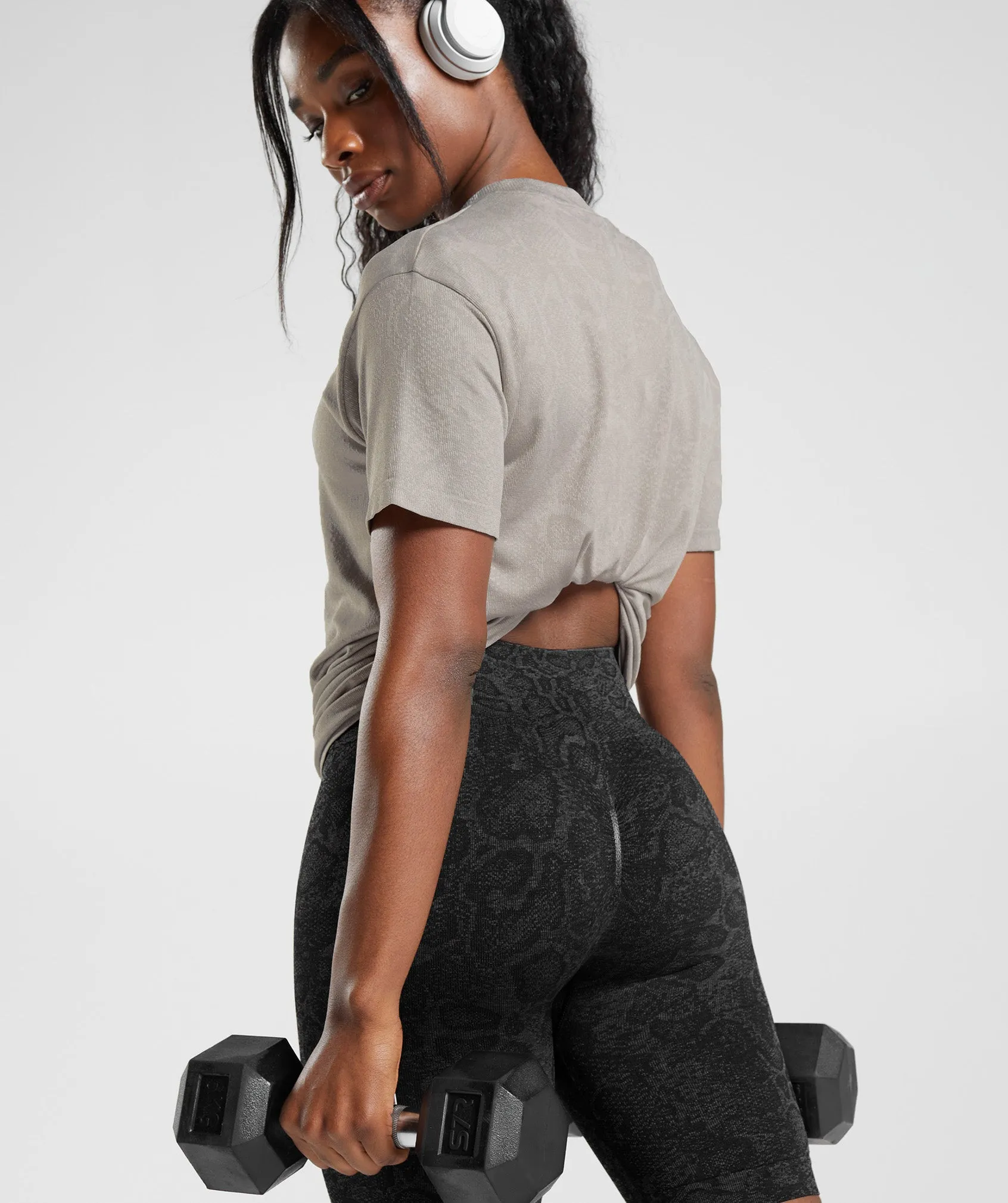 Gymshark Adapt Animal Seamless T-Shirt - Mushroom Brown/Urban Grey