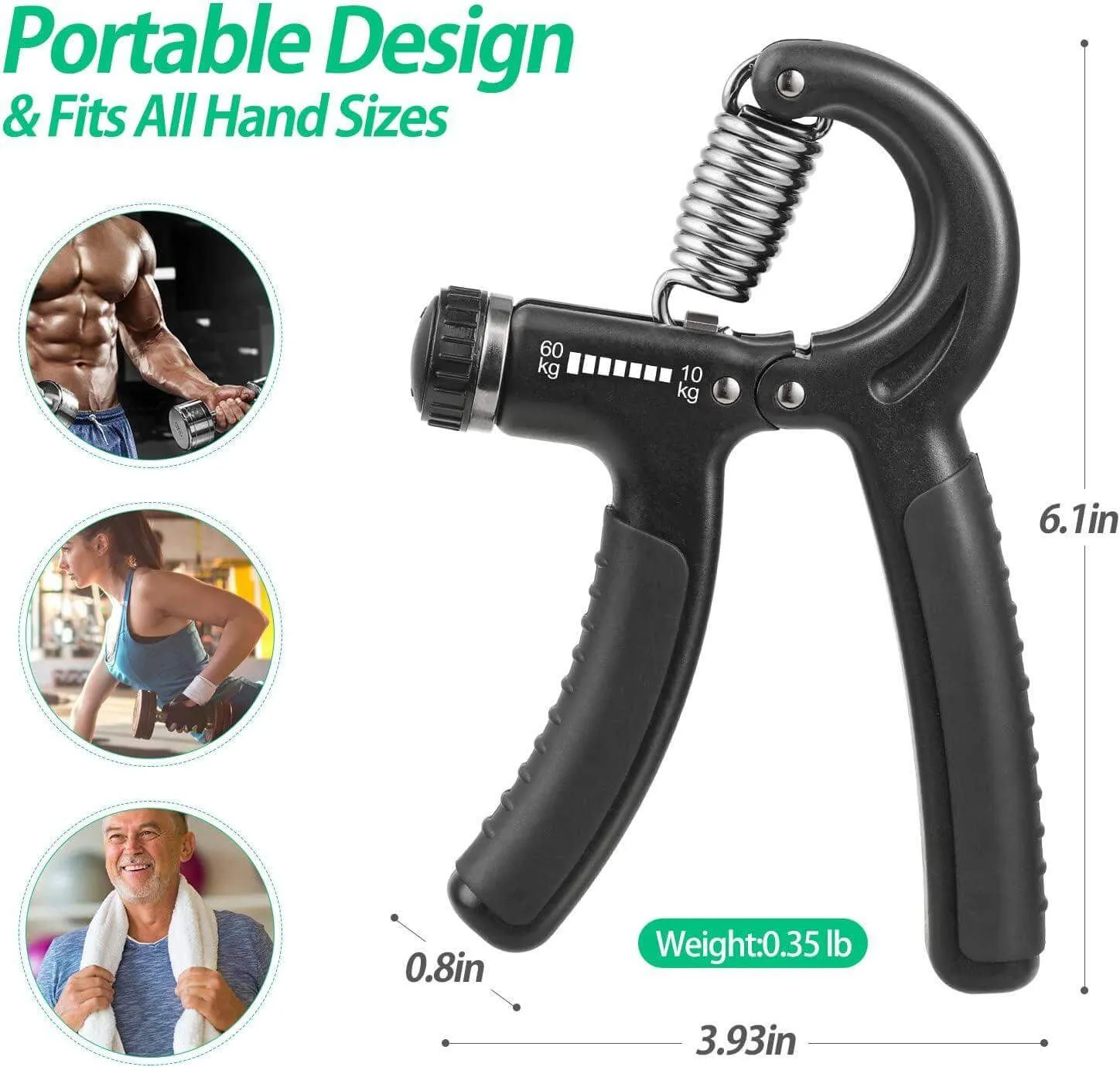 Hand Grip Strengthener, Adjustable Resistance