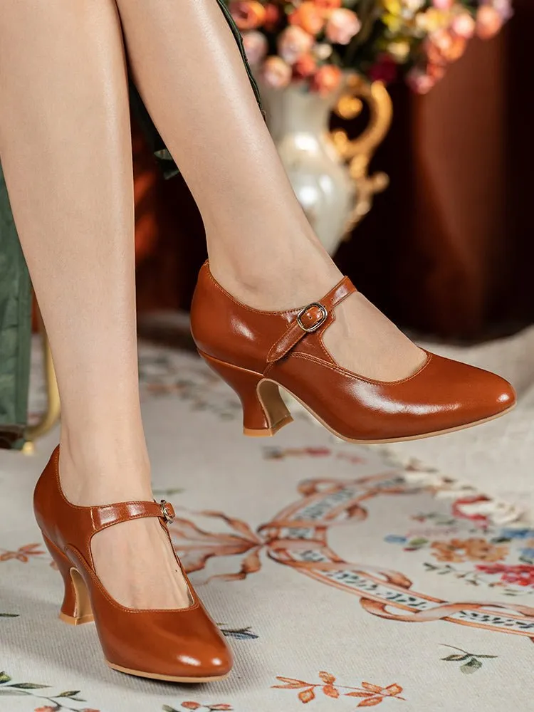 Handmade Classic Mary Jane Vintage Leather Heels