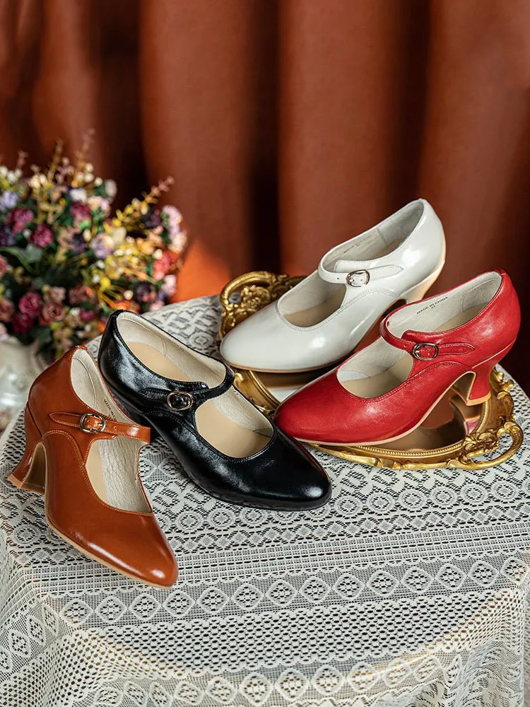 Handmade Classic Mary Jane Vintage Leather Heels