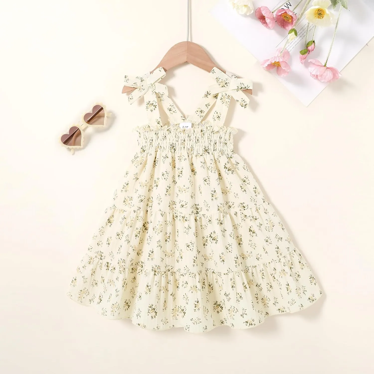 HAPPYMA Toddler Girl Summer Dress Boho Floral Sleeveless Dresses Girls Beach Princess Sundress Baby Outfits
