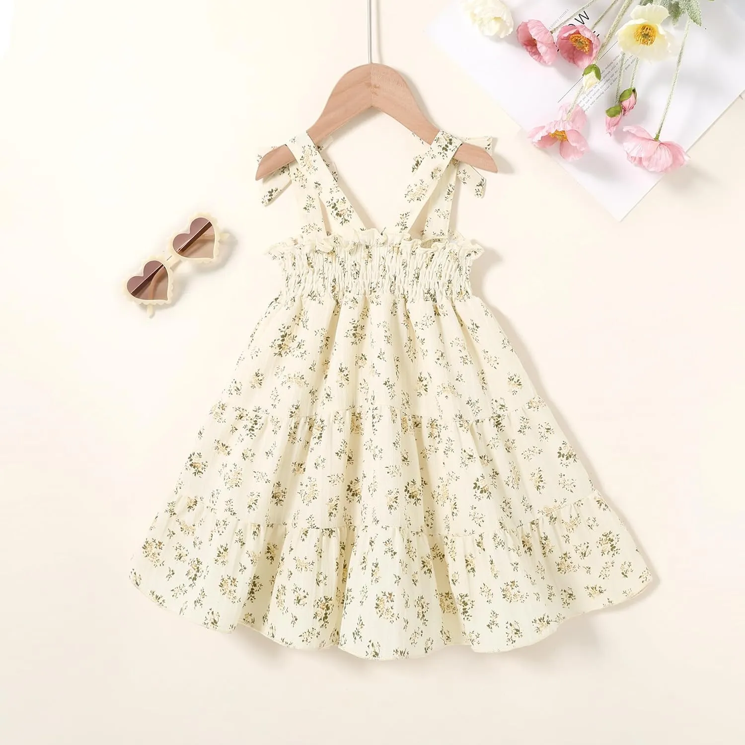 HAPPYMA Toddler Girl Summer Dress Boho Floral Sleeveless Dresses Girls Beach Princess Sundress Baby Outfits