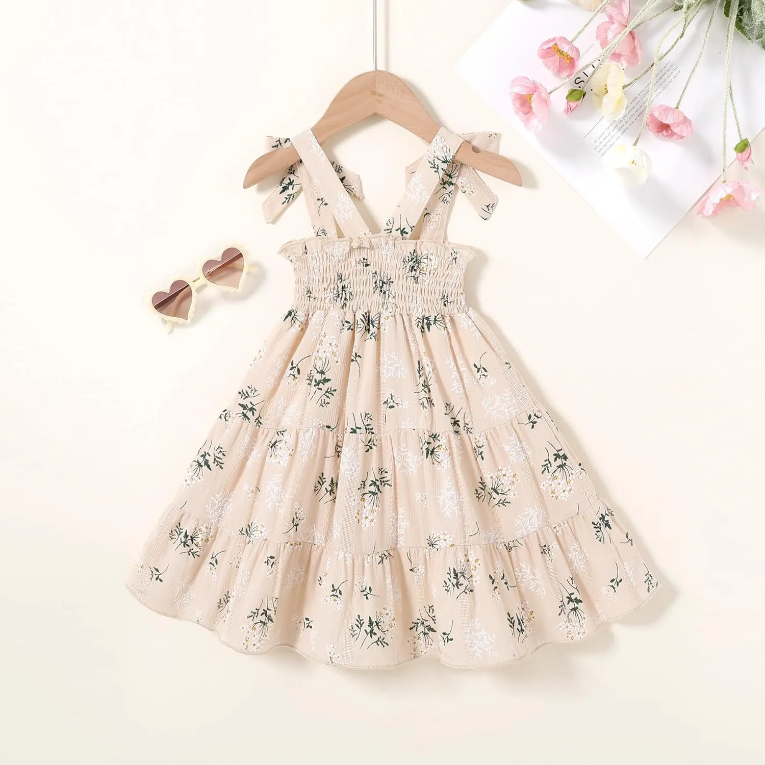 HAPPYMA Toddler Girl Summer Dress Boho Floral Sleeveless Dresses Girls Beach Princess Sundress Baby Outfits
