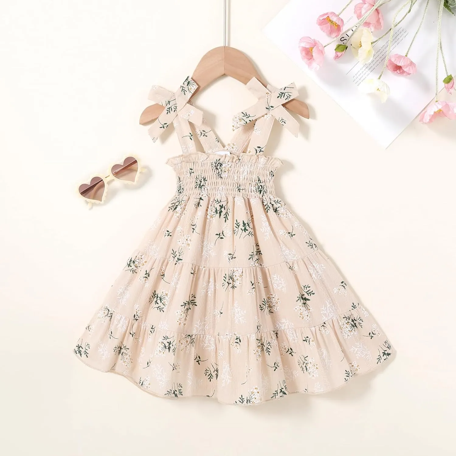 HAPPYMA Toddler Girl Summer Dress Boho Floral Sleeveless Dresses Girls Beach Princess Sundress Baby Outfits