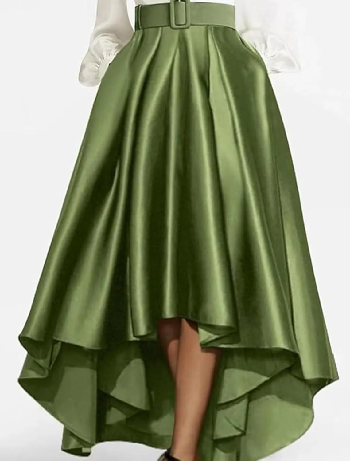 High Low Prom Dresses for Women Long Sleeve Elegant Evening Gown Satin A Line Wedding Guest Dress