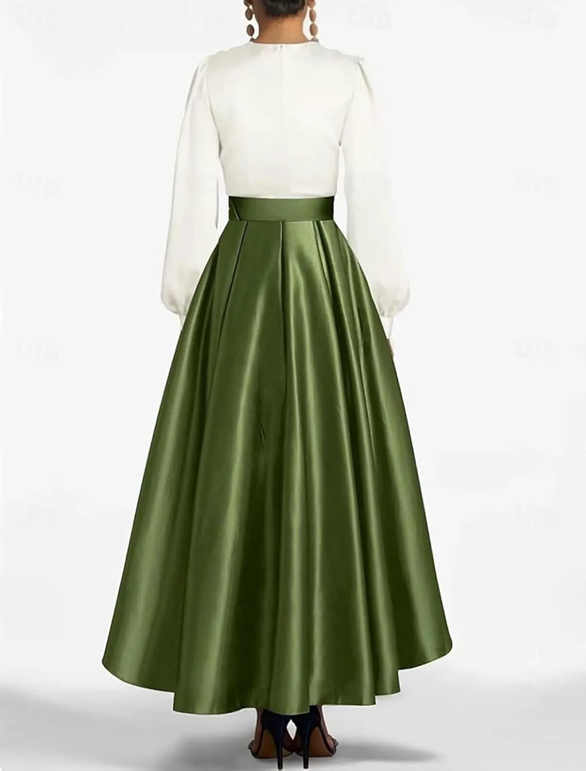 High Low Prom Dresses for Women Long Sleeve Elegant Evening Gown Satin A Line Wedding Guest Dress