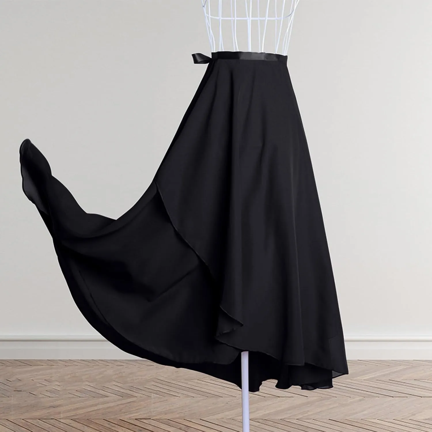 High Waist Wrap Maxi Skirt for Women Asymmetrical Hem Flowing Long Skirts Elegant Formal Outfits