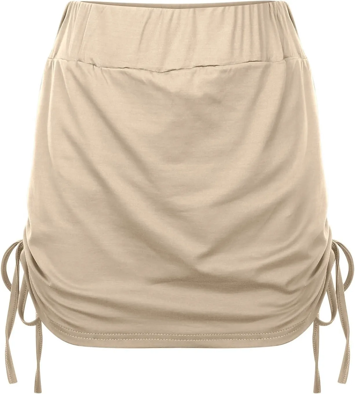 High Waisted Mini Skirts for Women Ruched Swim Skirt with Shorts Adjustable Tie Side Drawstring Swimsuit Bottom