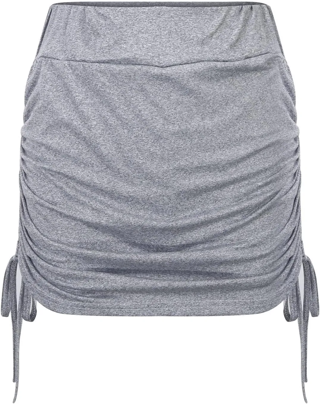 High Waisted Mini Skirts for Women Ruched Swim Skirt with Shorts Adjustable Tie Side Drawstring Swimsuit Bottom