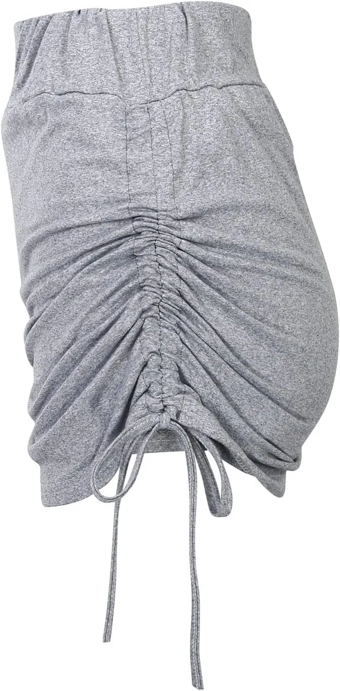 High Waisted Mini Skirts for Women Ruched Swim Skirt with Shorts Adjustable Tie Side Drawstring Swimsuit Bottom