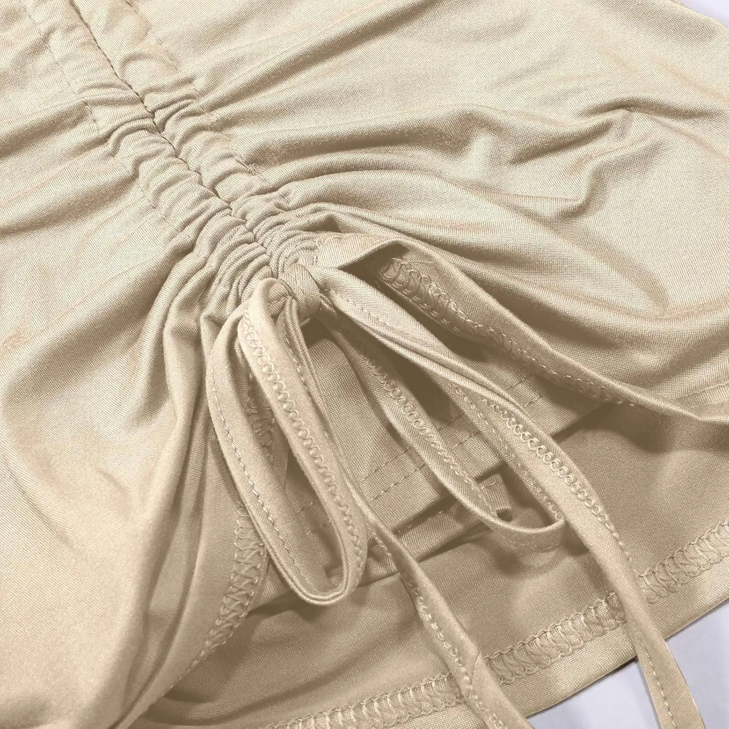 High Waisted Mini Skirts for Women Ruched Swim Skirt with Shorts Adjustable Tie Side Drawstring Swimsuit Bottom