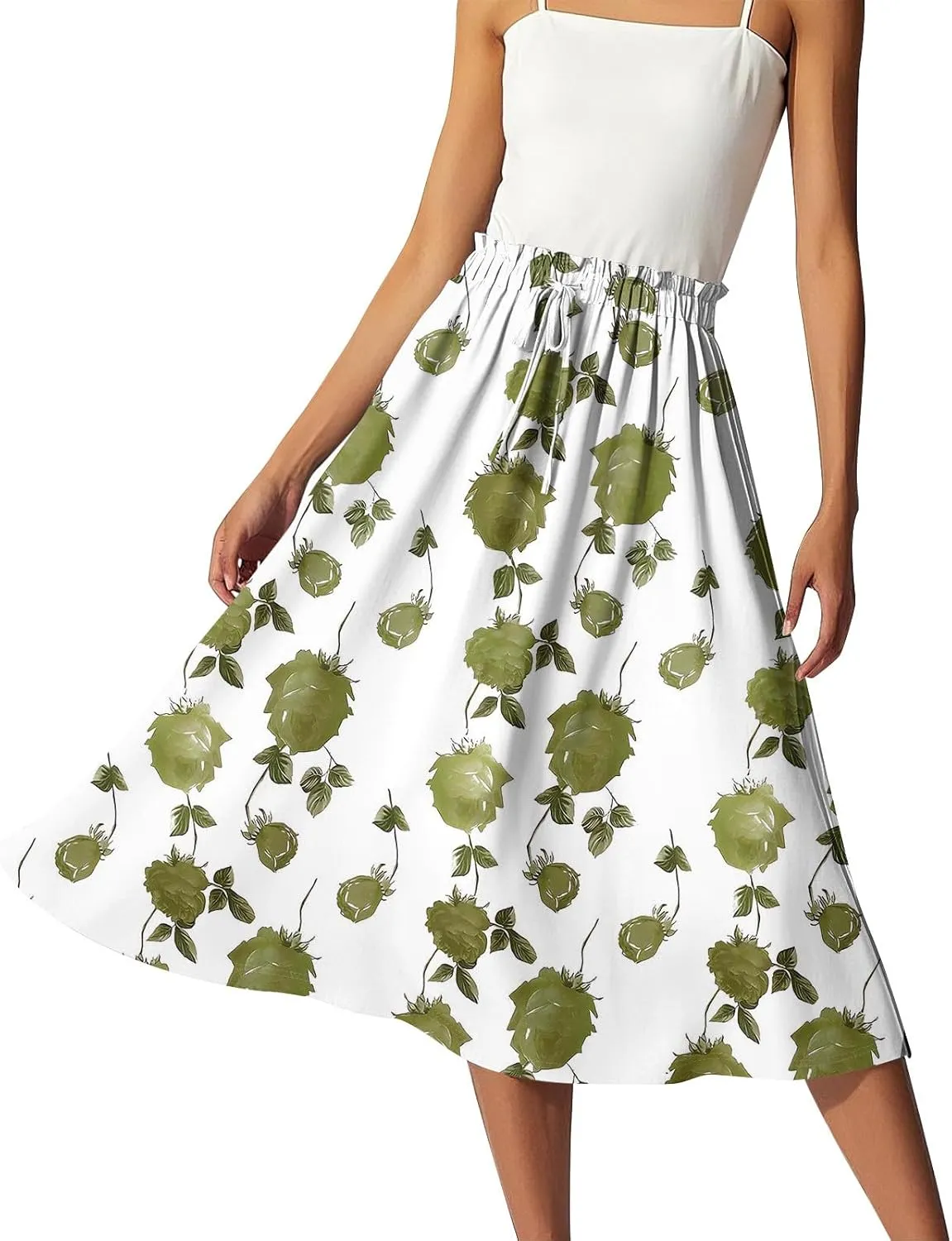 High Waisted Skirts for Women Long Pleated A-Line Flowy Maxi Skirt Bohemian Style