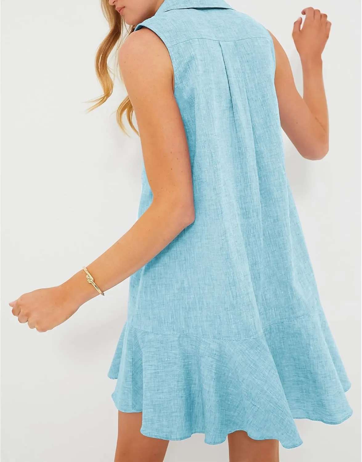 Hixiaohe Women Summer Shirt Dresses Casual Button Down Sleeveless Mini Dress for Women Beach Flowy Short Sundresses