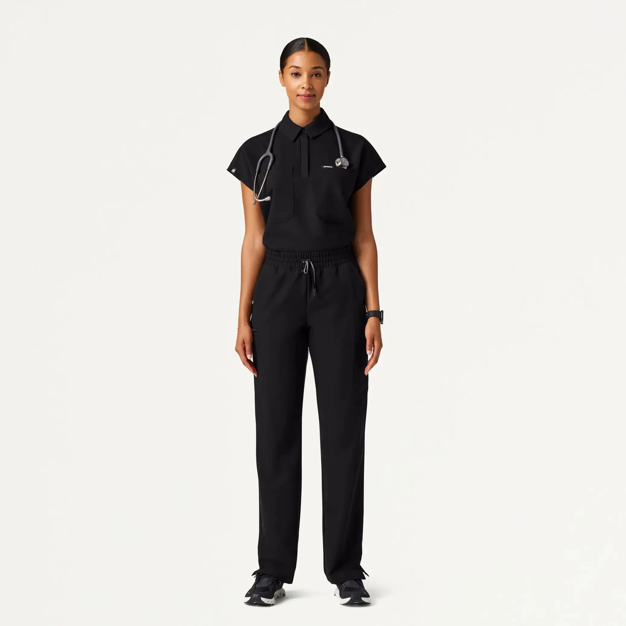 Jaanuu Women's Payla 8-Pocket High Waisted Scrub Pant - Black