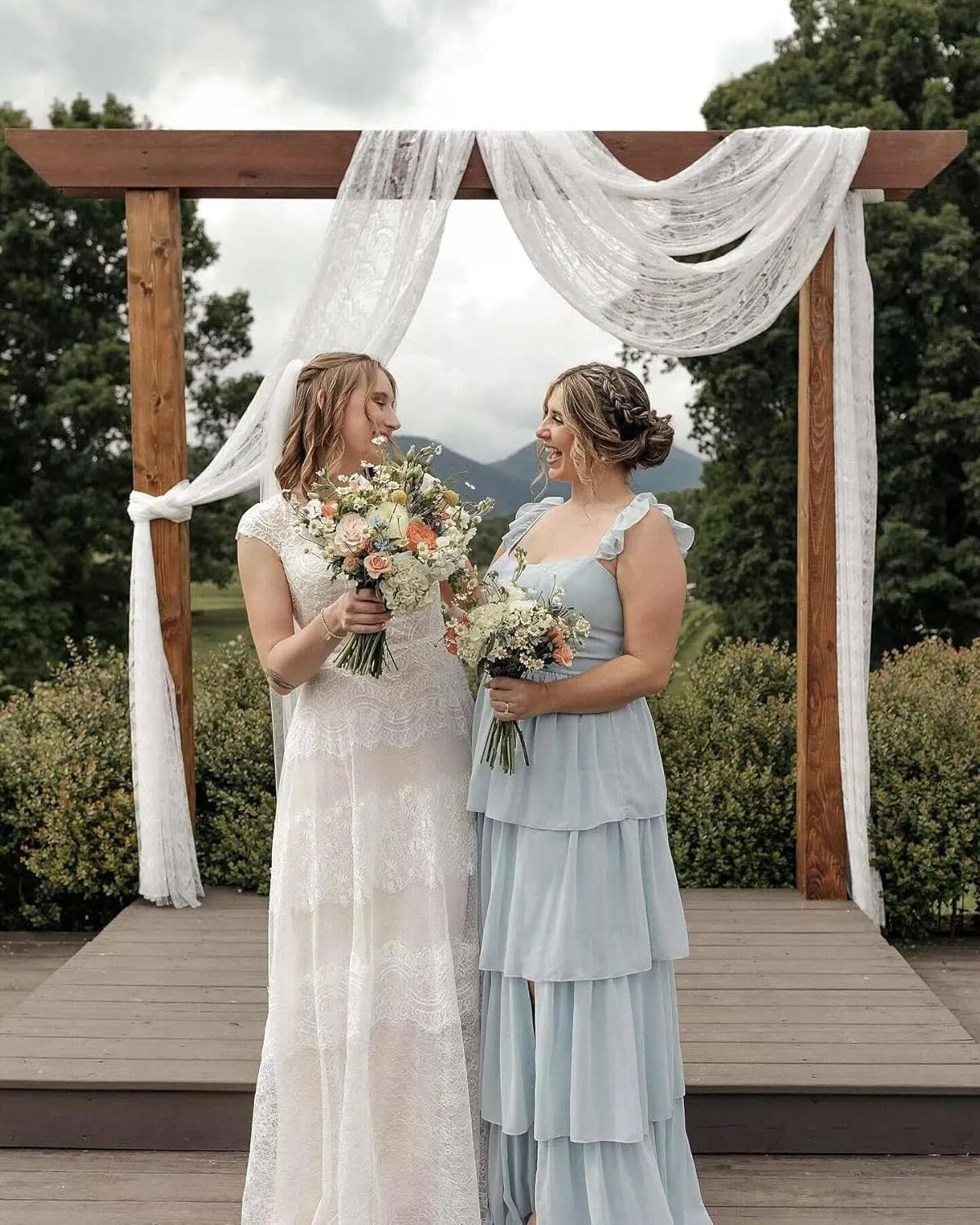 KDTM Tiered Ruffles Bridesmaid Dresses for Women A Line Chiffon Formal Evening Dress Long with Slit KD001