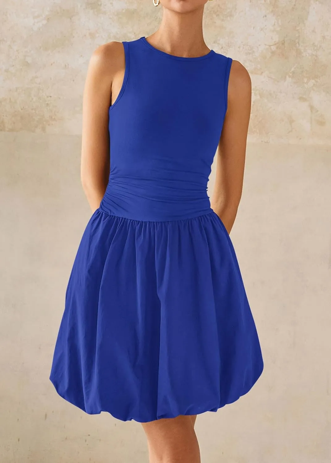 KIRUNDO Summer Bubble Dress for Women 2025 Casual Mini Spring Bodycon Cocktail Dresses Sleeveless Drop Waist Sundress Beach