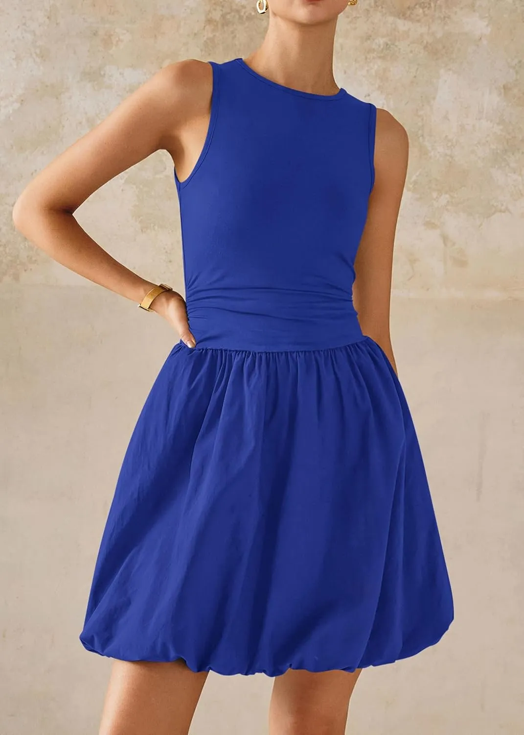 KIRUNDO Summer Bubble Dress for Women 2025 Casual Mini Spring Bodycon Cocktail Dresses Sleeveless Drop Waist Sundress Beach