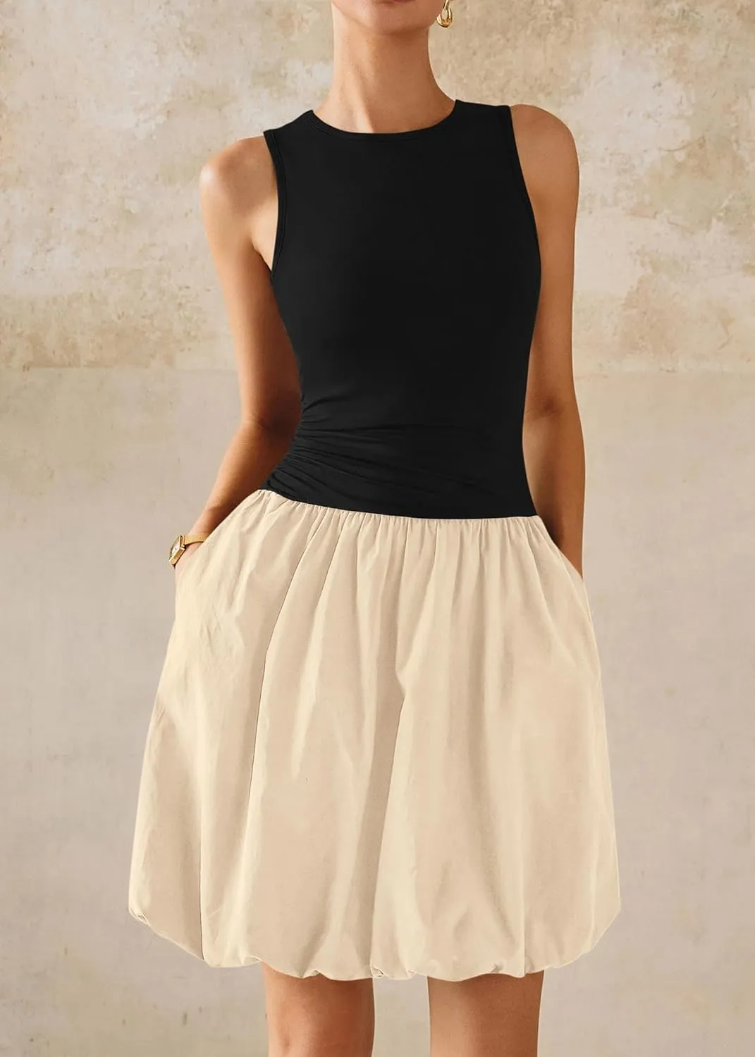 KIRUNDO Summer Bubble Dress for Women 2025 Casual Mini Spring Bodycon Cocktail Dresses Sleeveless Drop Waist Sundress Beach