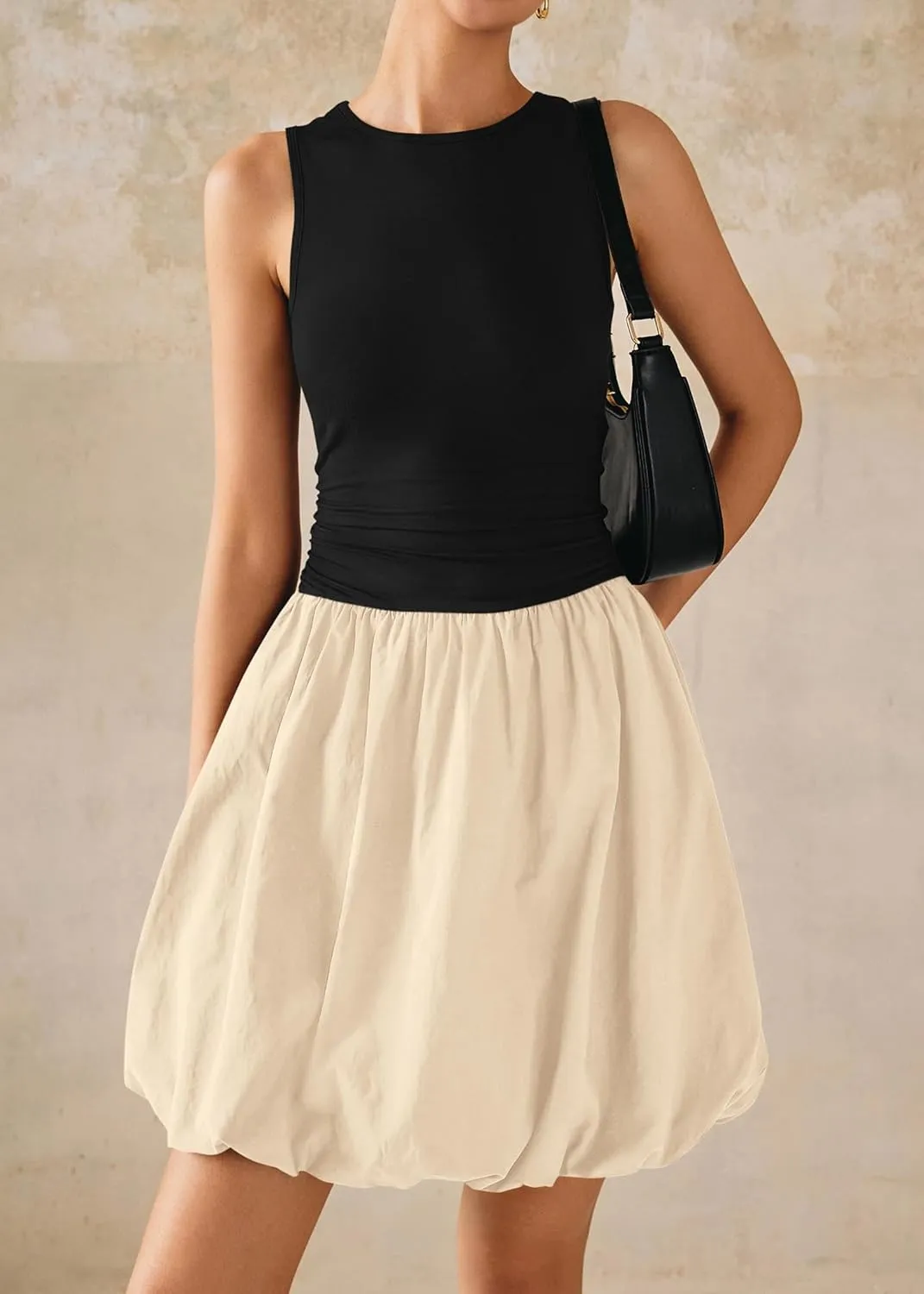 KIRUNDO Summer Bubble Dress for Women 2025 Casual Mini Spring Bodycon Cocktail Dresses Sleeveless Drop Waist Sundress Beach