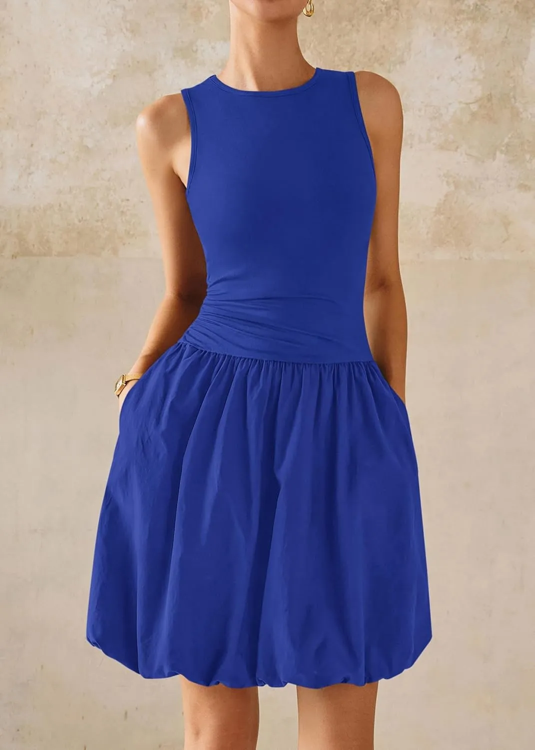 KIRUNDO Summer Bubble Dress for Women 2025 Casual Mini Spring Bodycon Cocktail Dresses Sleeveless Drop Waist Sundress Beach
