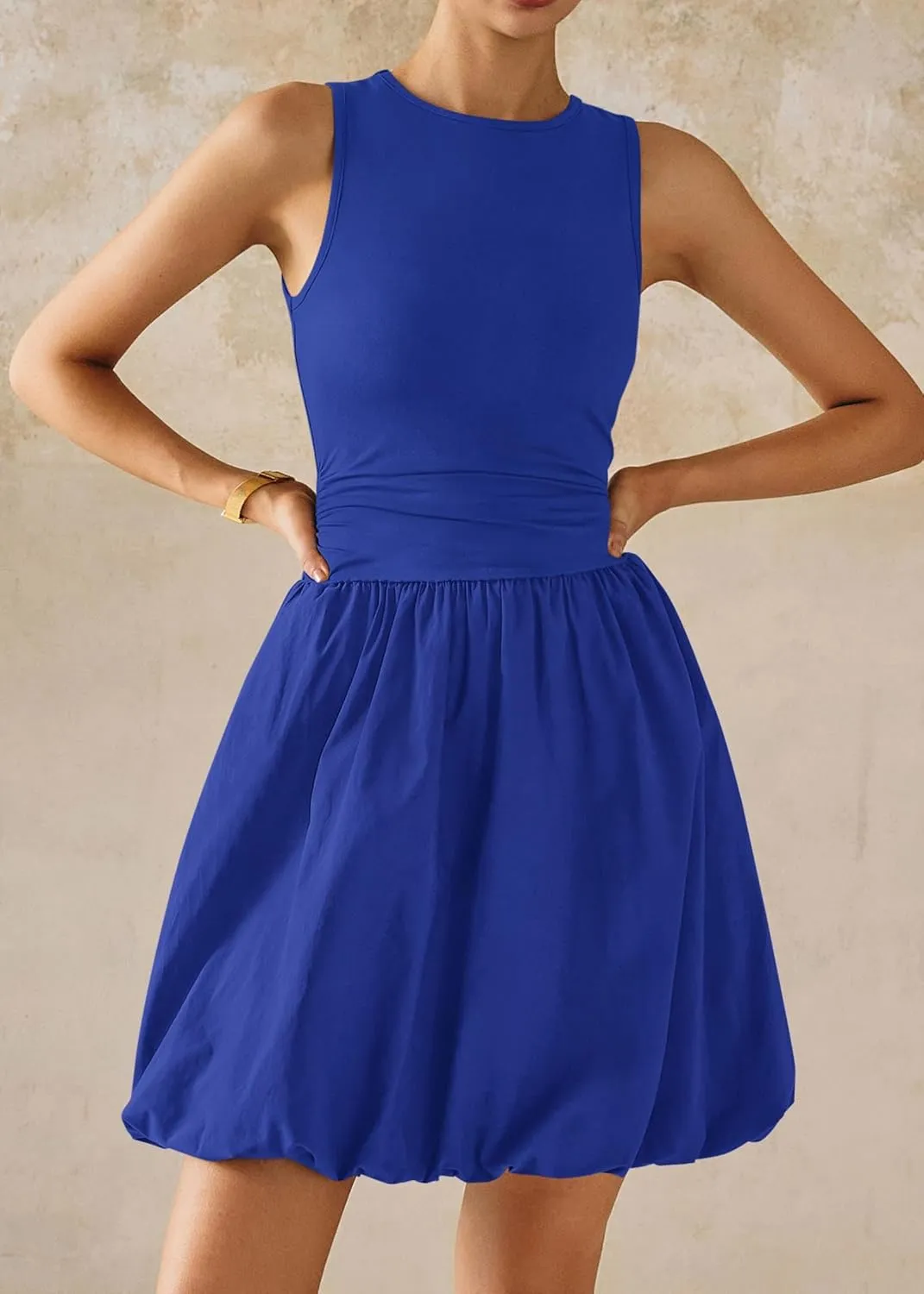 KIRUNDO Summer Bubble Dress for Women 2025 Casual Mini Spring Bodycon Cocktail Dresses Sleeveless Drop Waist Sundress Beach