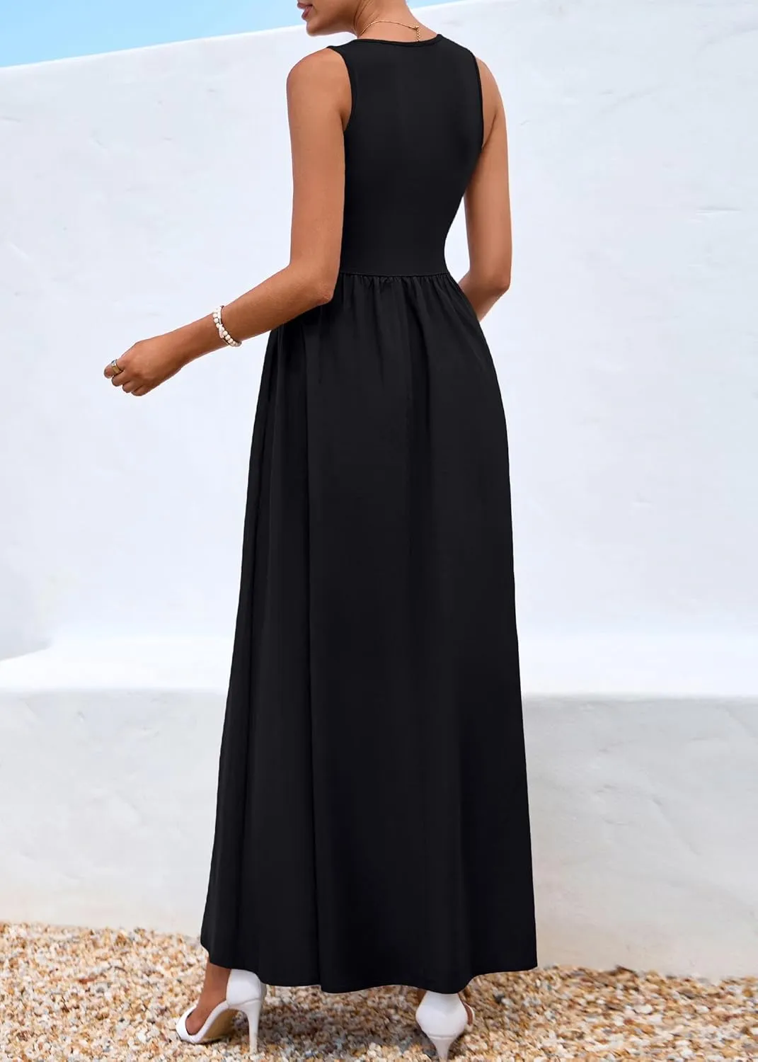 KIRUNDO Summer Dresses for Women 2025 Sleeveless Midi Maxi Dress Tank Patchwork Knit A Line Semi Formal Flowy Long Sundress