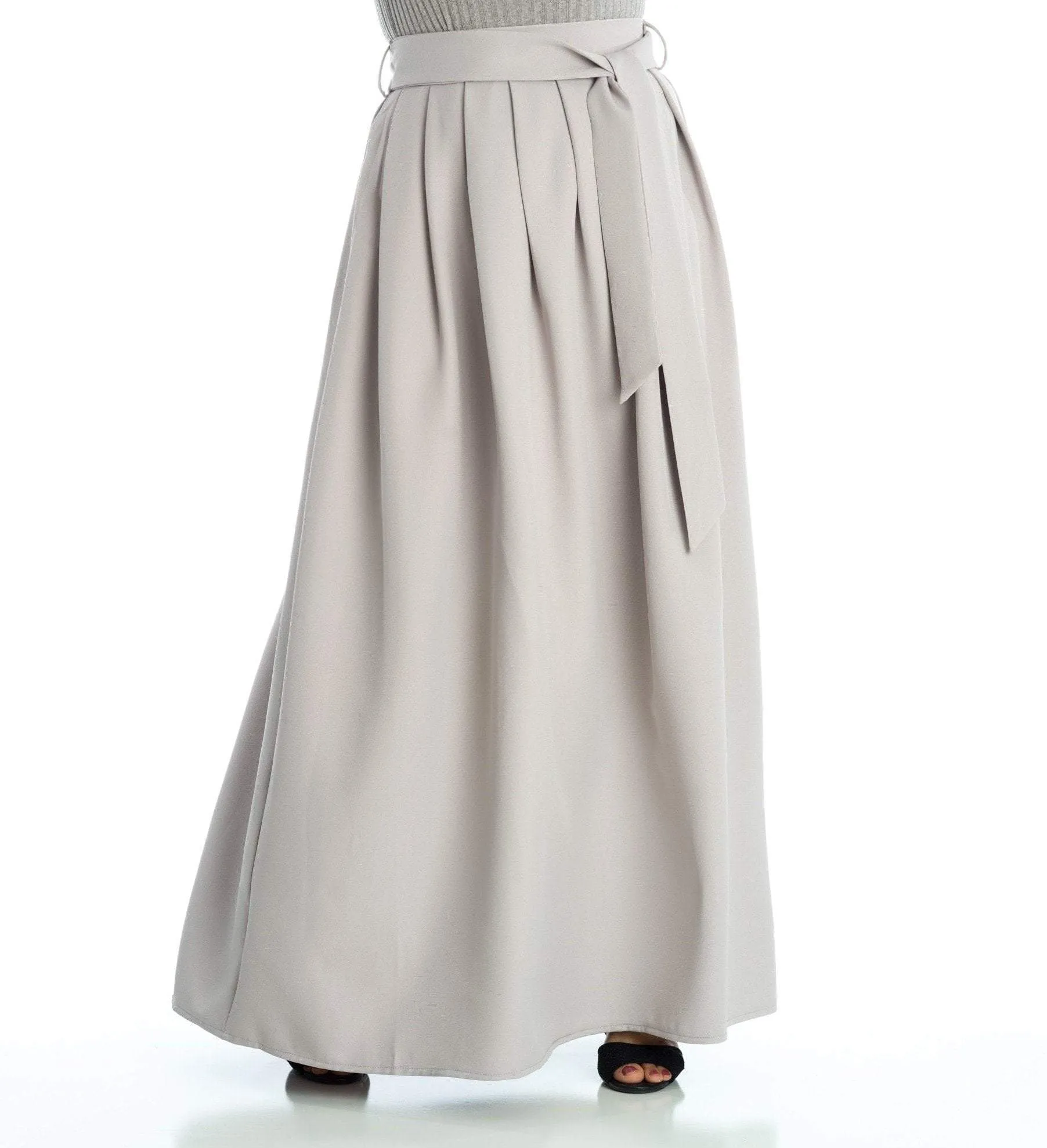 Light gray Fitted & flared skirt