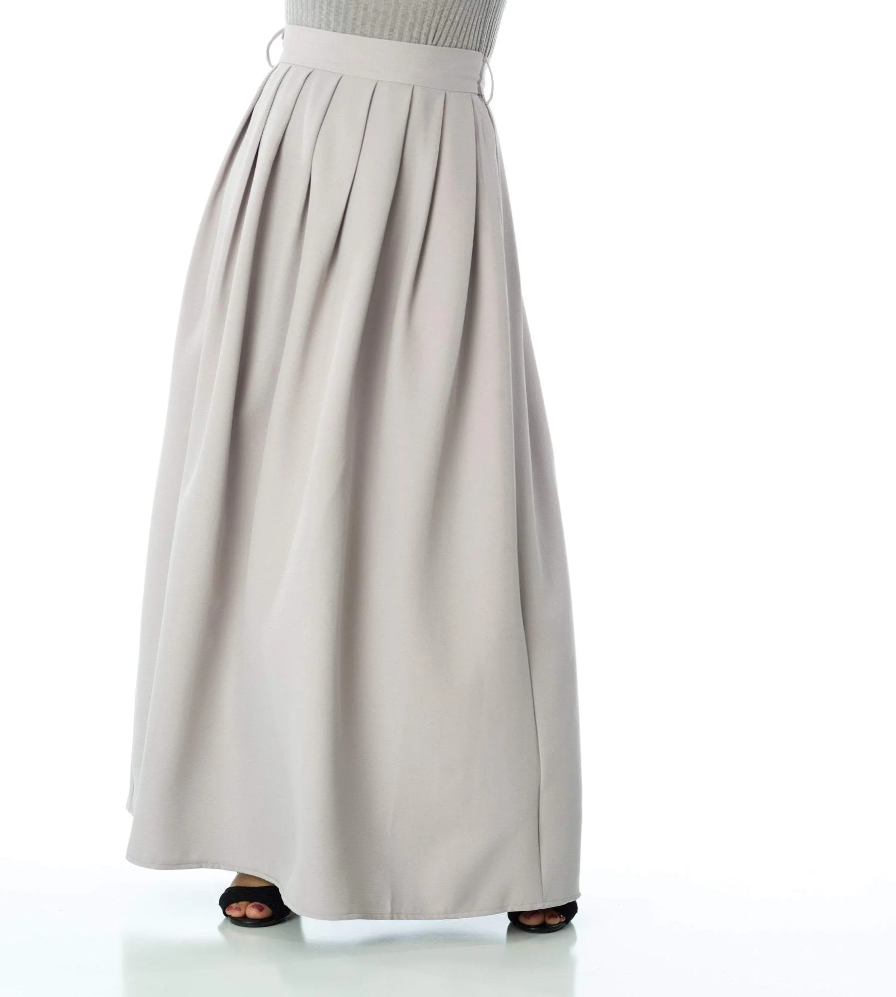 Light gray Fitted & flared skirt