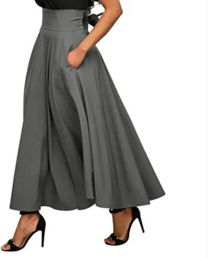 Long Skirts for Women Women's Midi Skirt Summer Pleated Flowy Elastic High Waisted Skirts with Pockets Women Skirt