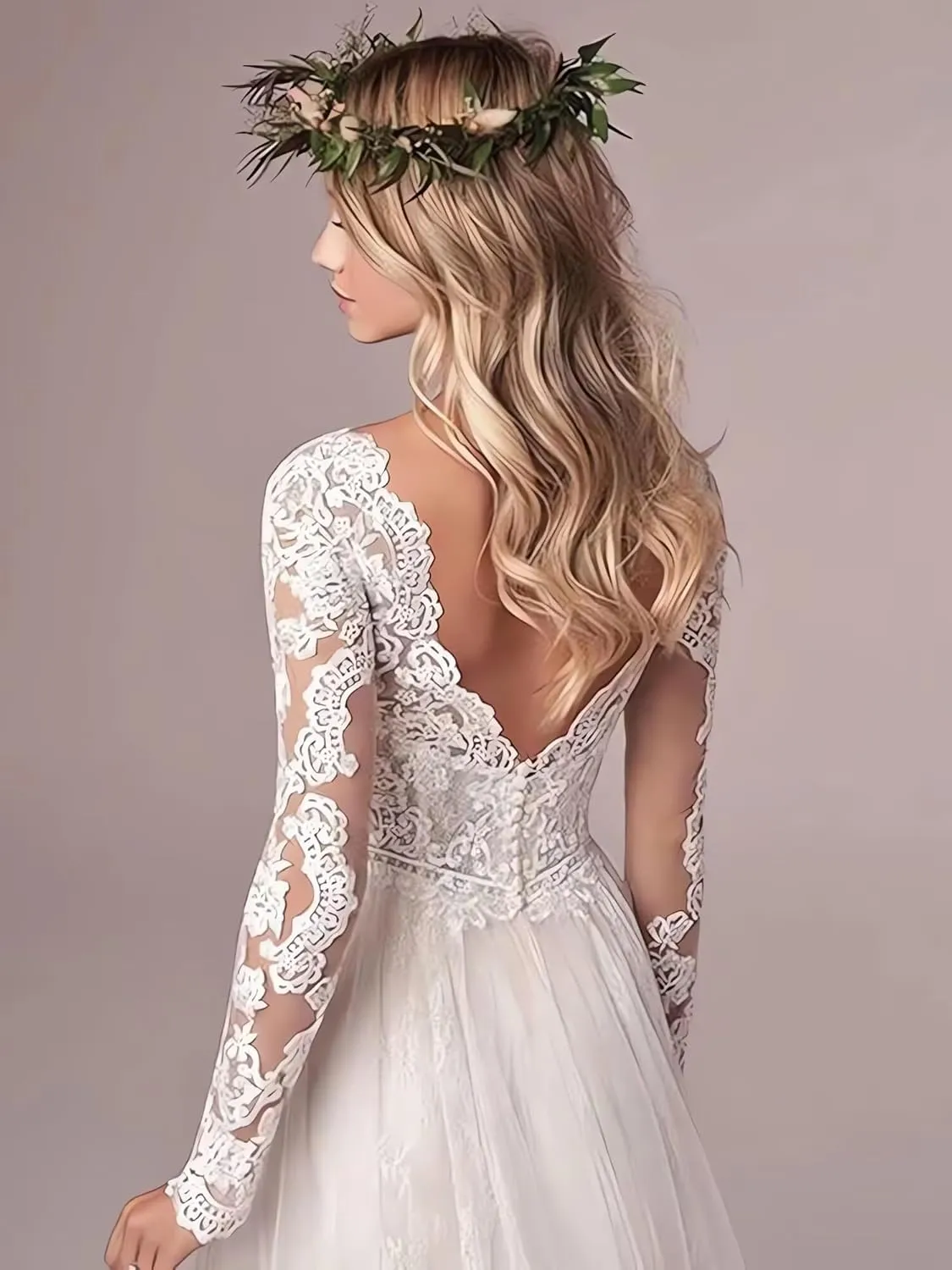 Long Sleeves Wedding Dresses for Bride 2025 Boho Beach A-Line Appliques Lace Bridal Ball Gowns with Train