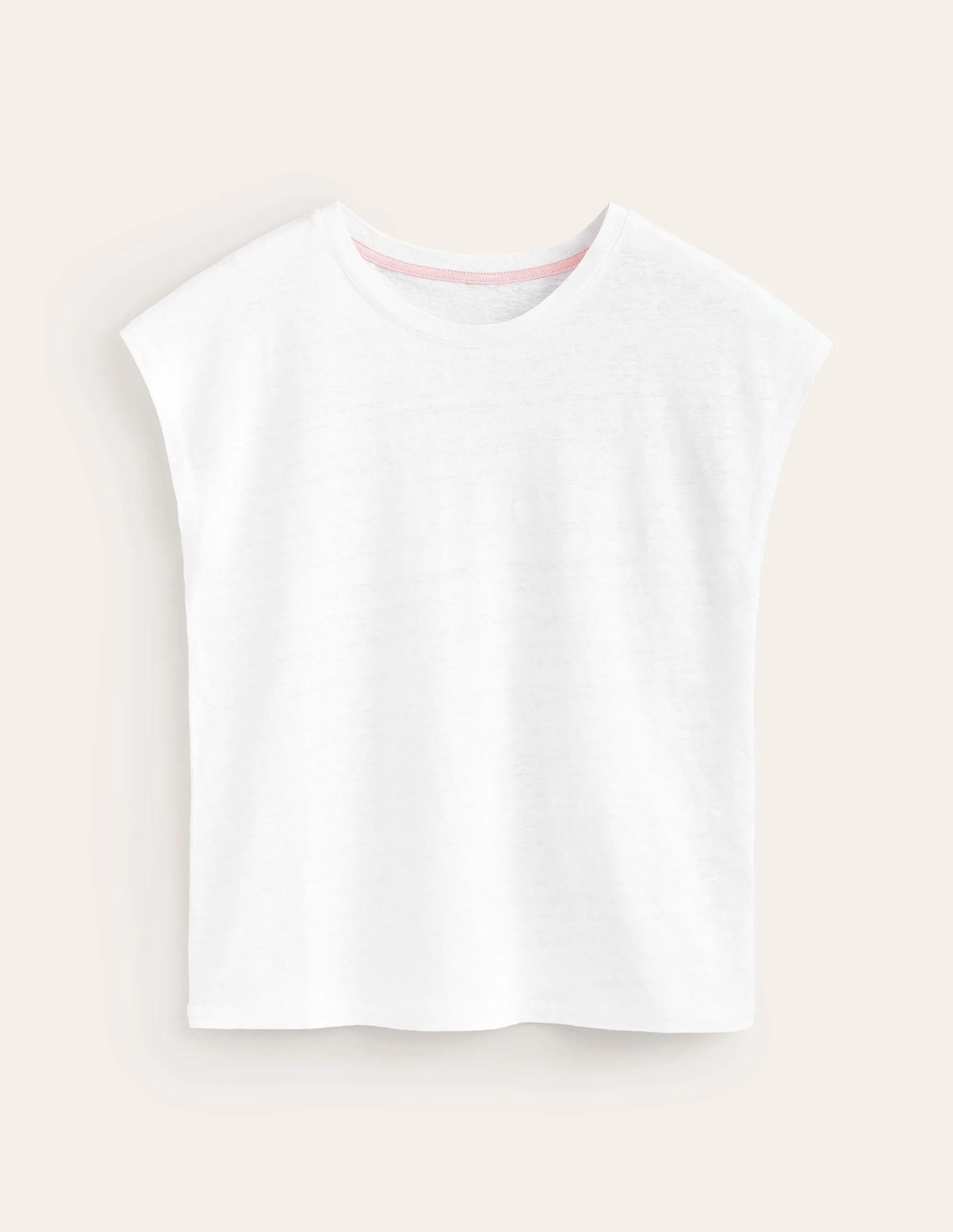 Louisa Crew Neck Linen T-shirt-White