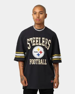 Majestic Athletic Pittsburgh Steelers NFL Crest Oversized T-Shirt Faded Black