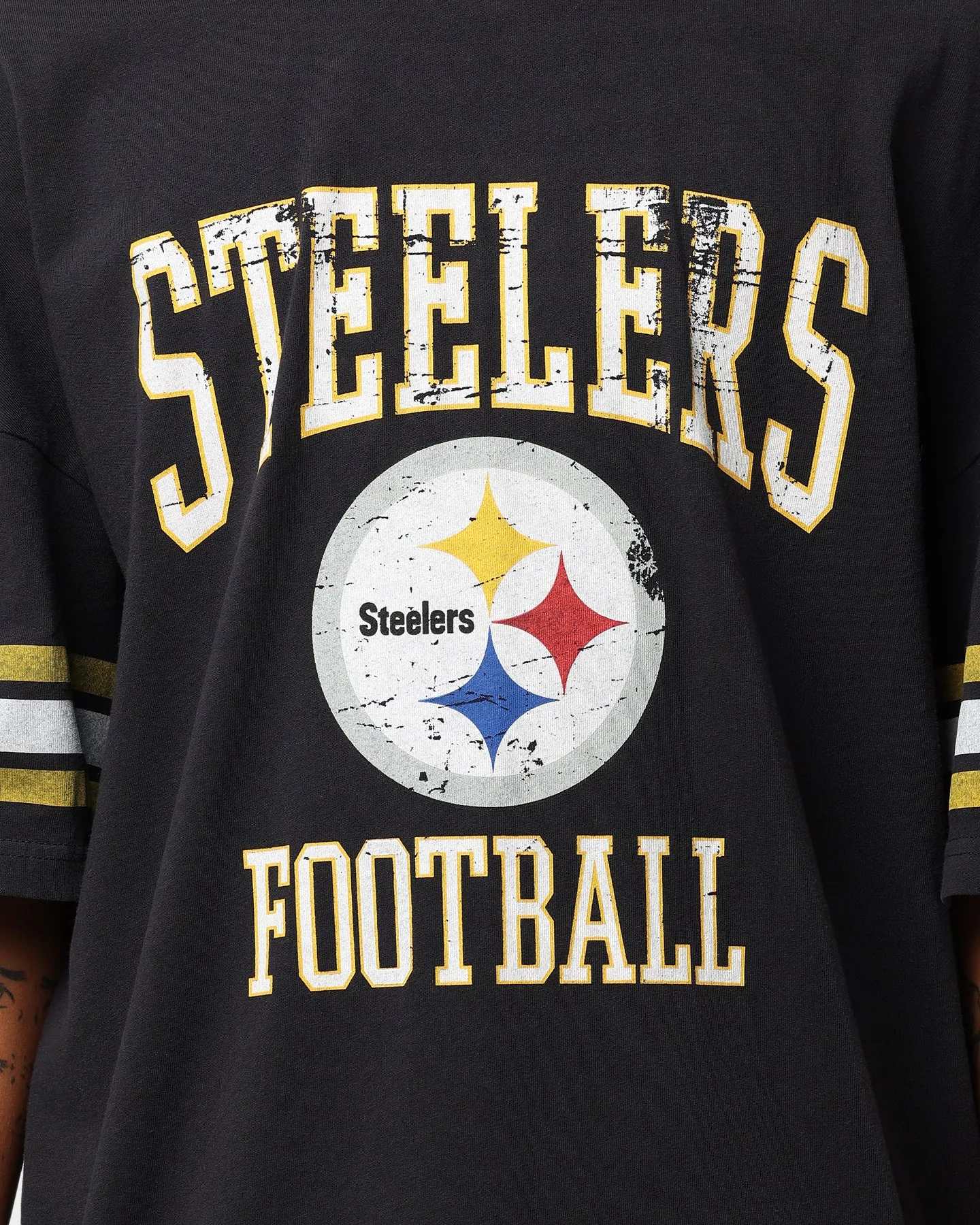 Majestic Athletic Pittsburgh Steelers NFL Crest Oversized T-Shirt Faded Black
