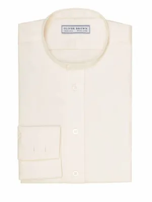 Mandarin Collar Silk Shirt - Cream