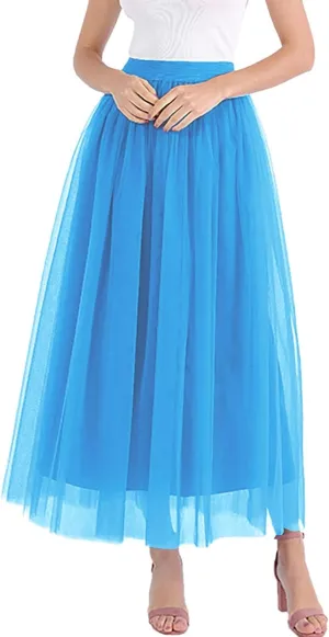 Maxi Skirt Women Tiered Layered Mesh Ballet Prom Party Tulle Tutu A Line Midi Skirt