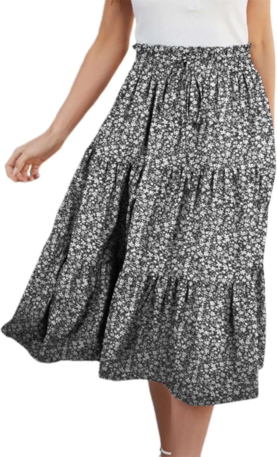 Maxi Skirts for Women Summer 2025 High Waisted Flowy Floral Long Skirt Vacation Beach Ruffle A Line Skorts
