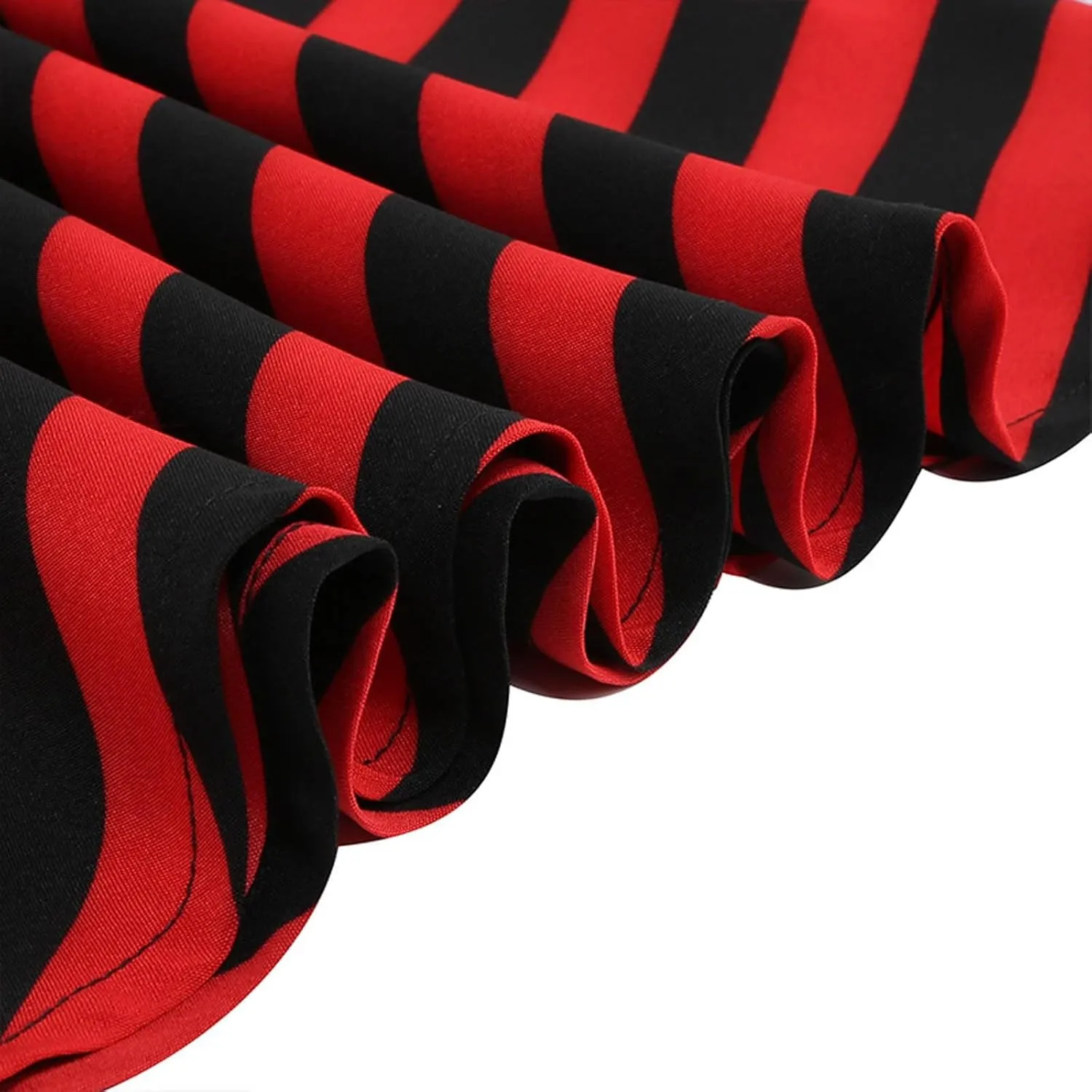 Maxi Skirts for Women Women's Belt Costume Black Red Stripe Irregular Hem Skirt