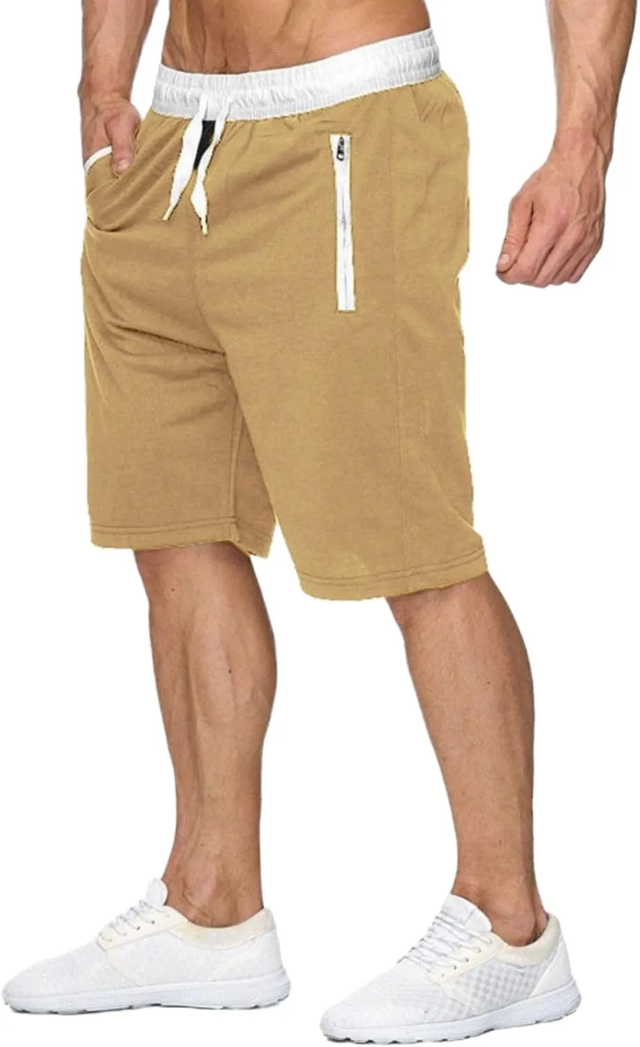 Men's Athletic Beach Shorts Color Block Elastic Waist Shorts Drawstring Slim Fit Pants Casual Simple Sports Pants