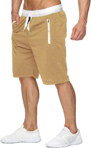Men's Athletic Beach Shorts Color Block Elastic Waist Shorts Drawstring Slim Fit Pants Casual Simple Sports Pants