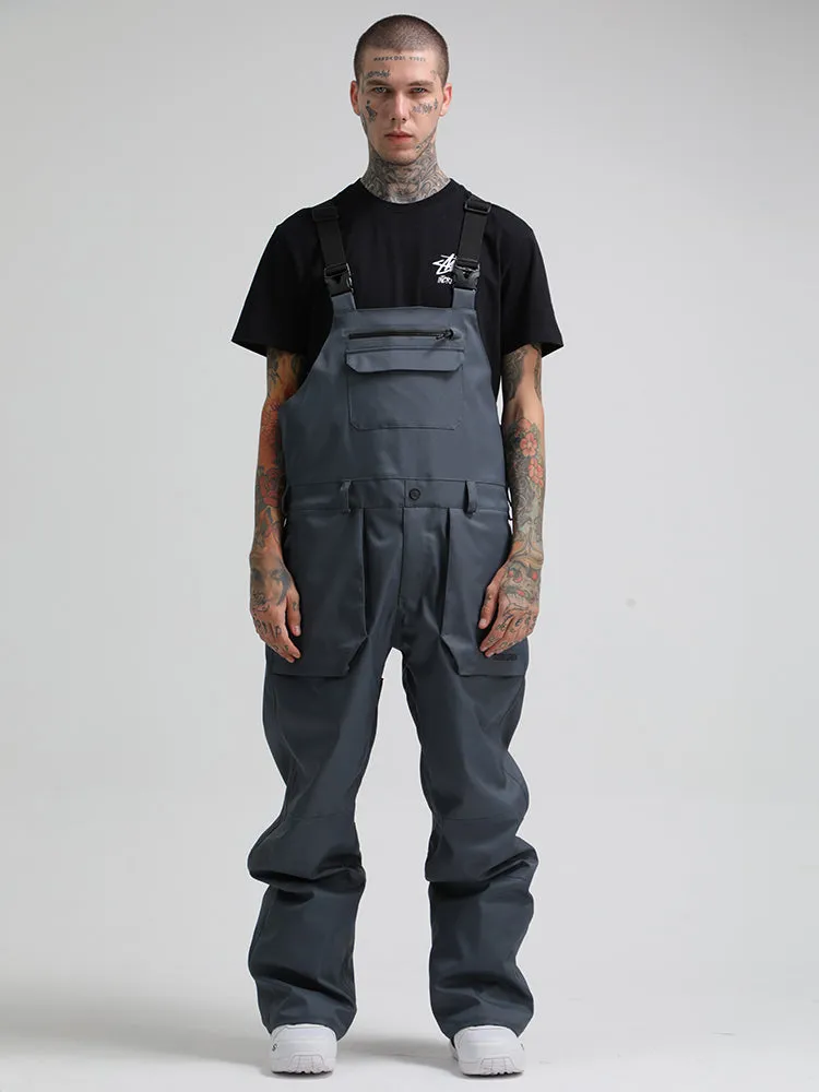 Men's Freedom Style Gray Ski Bibs Snowboard Pants