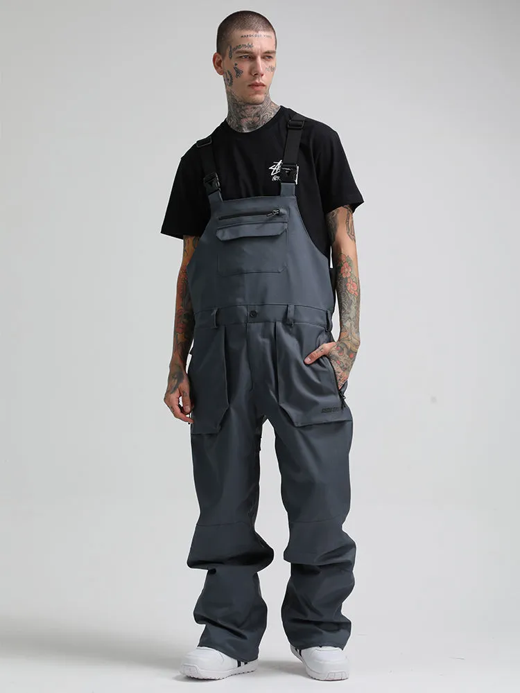 Men's Freedom Style Gray Ski Bibs Snowboard Pants