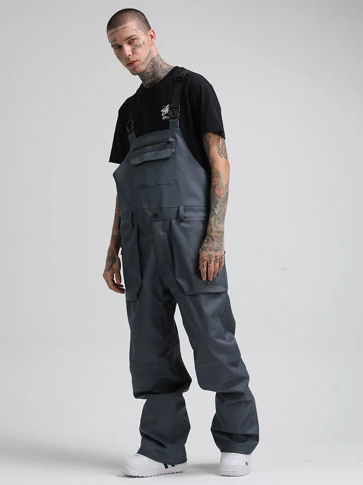 Men's Freedom Style Gray Ski Bibs Snowboard Pants